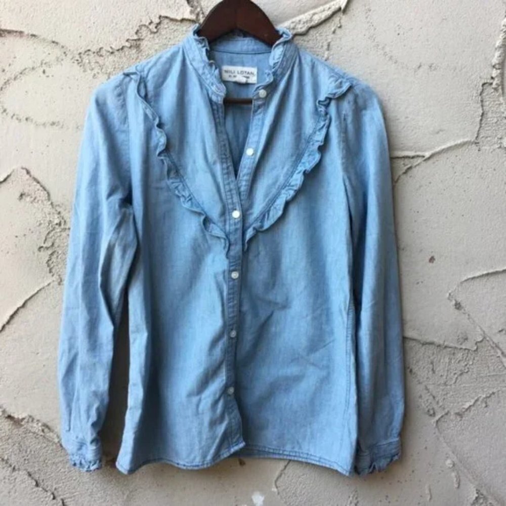 Nili Lotan Marcela Shirt Blouse in Chambray Wash Size S - Picture 5 of 9